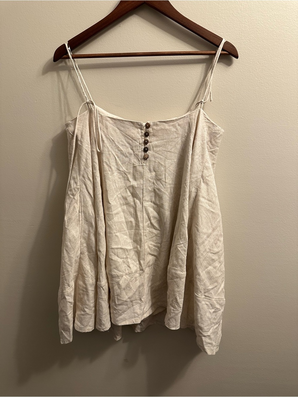 #442 HYFVE Cream Spaghetti Strap Button-Front Tank